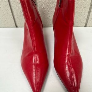 Zara Red pointed toe kitten heel ankle boot 38/7